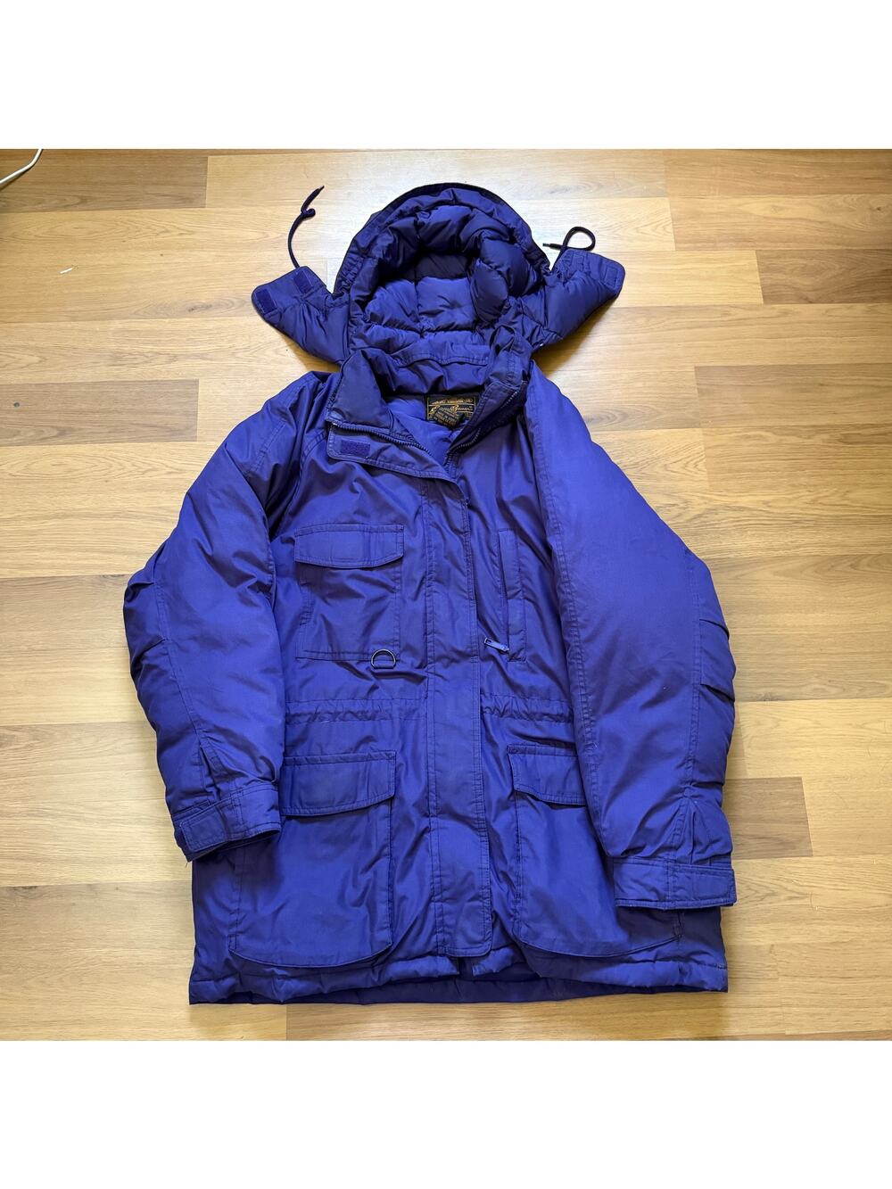 Men's Vintage 90's Eddie Bauer Purple Goose Down Snow Line Parka Jacket Sz Large